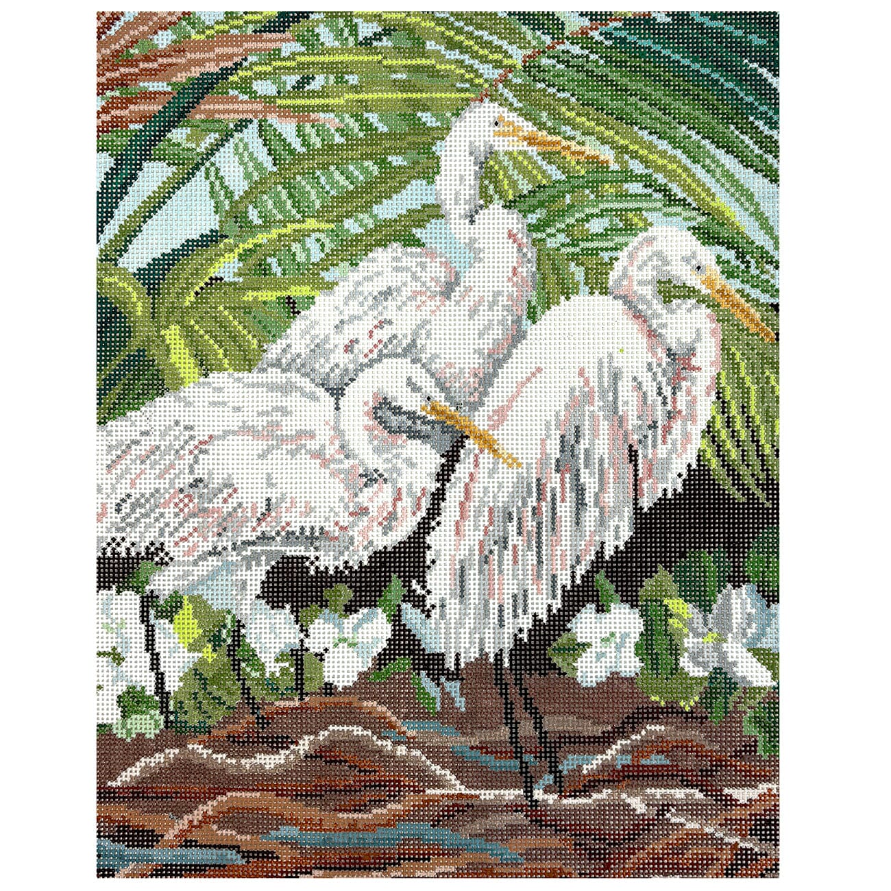 Egrets Trio Painted Canvas The Meredith Collection 
