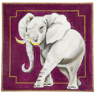 Elephant on Burgundy 4" Square Painted Canvas Colors of Praise 
