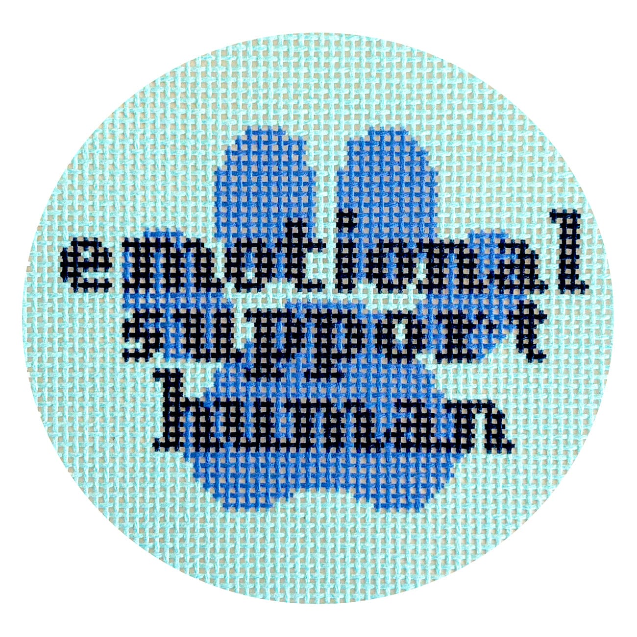 Emotional Support Human Round Painted Canvas Ziggy Stitches  - 1