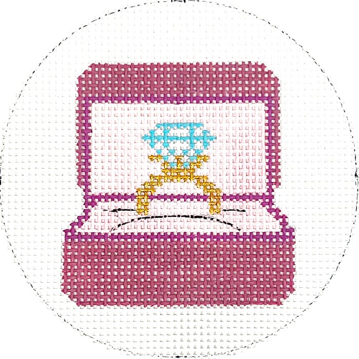 Engagement Ring Round Painted Canvas Needlepoint.Com  - 1