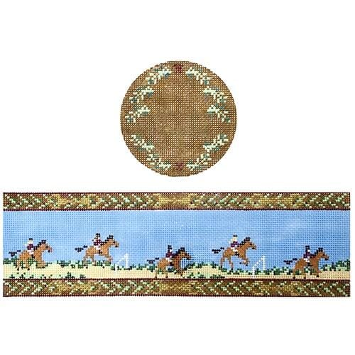 Equestrian hinged box with hardware Painted Canvas Funda Scully  - 1