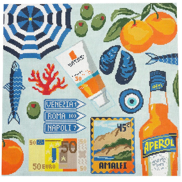 Euro Summer Square Painted Canvas Atlantic Blue Canvas 
