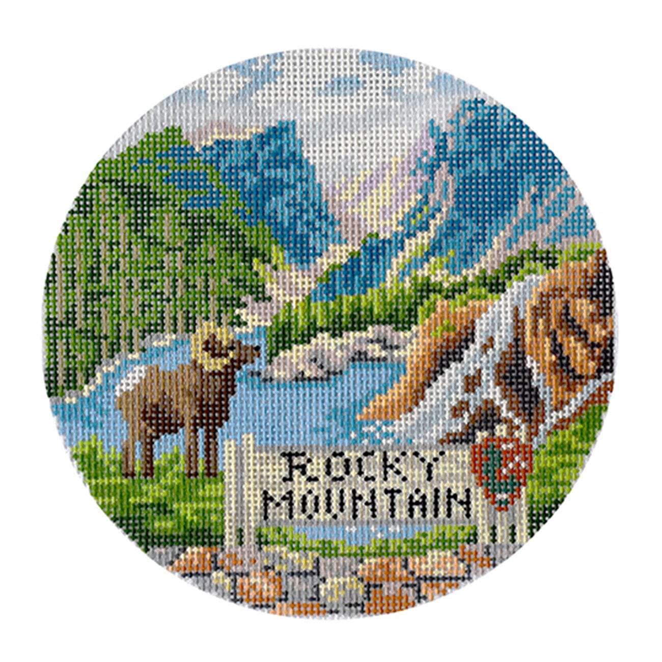 Explore America   Rocky Mountain with Stitch Guide Painted Canvas Kirk & Bradley  - 1