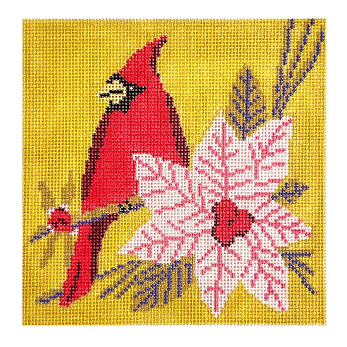 Fall Cardinal 5" Square Painted Canvas Initial K Studio 
