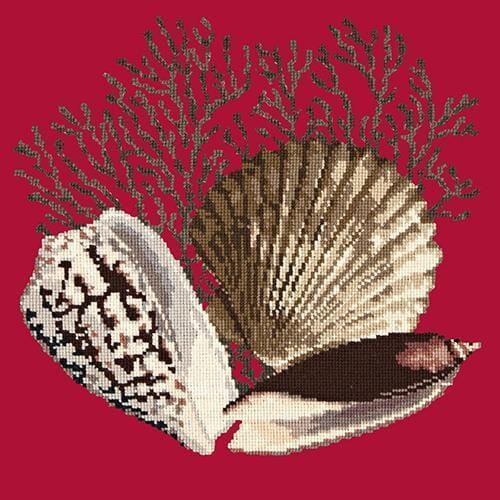 Fan Coral Needlepoint Kit Kits Elizabeth Bradley Design Bright Red 