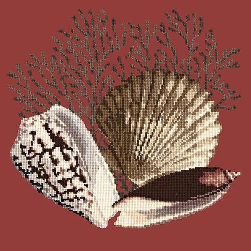 Fan Coral Needlepoint Kit Kits Elizabeth Bradley Design Dark Red 