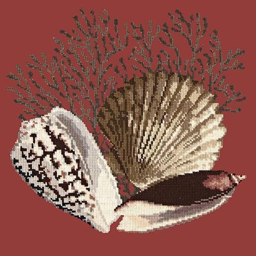 Fan Coral Needlepoint Kit Kits Elizabeth Bradley Design Dark Red 
