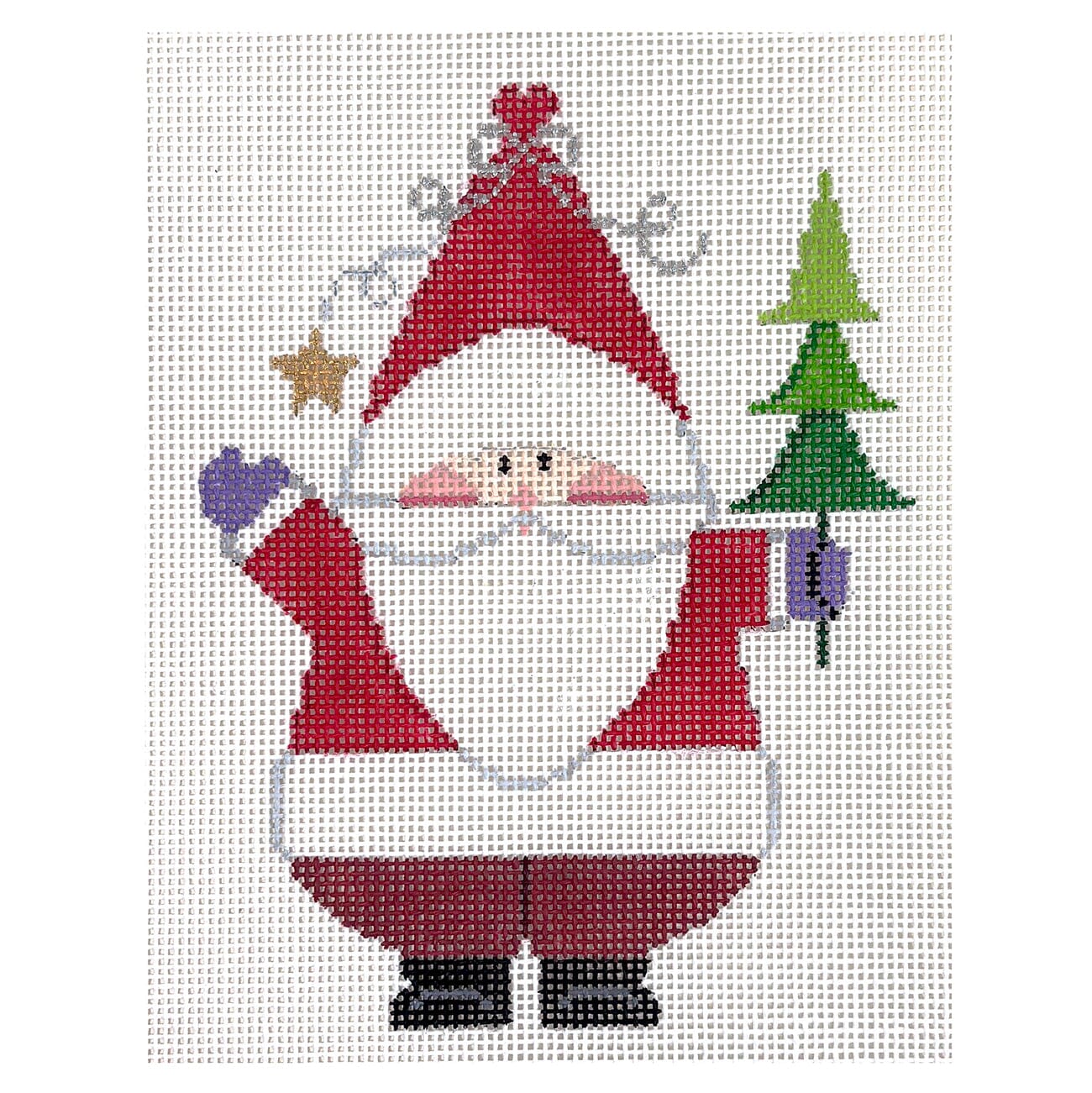 Fat Santa w/ Tree Painted Canvas TNW Designs  - 1