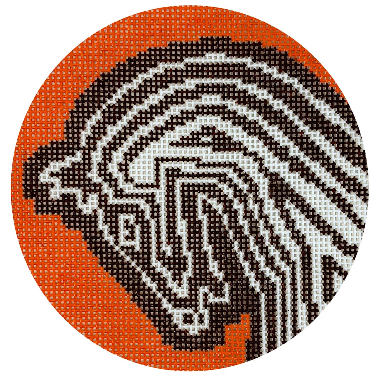 Faubourg Horse Round   Orange Painted Canvas Maura Nolan Designs 
