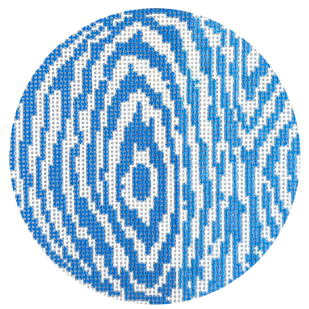 Faux Bois Round   Blue Painted Canvas The Gingham Stitchery 
