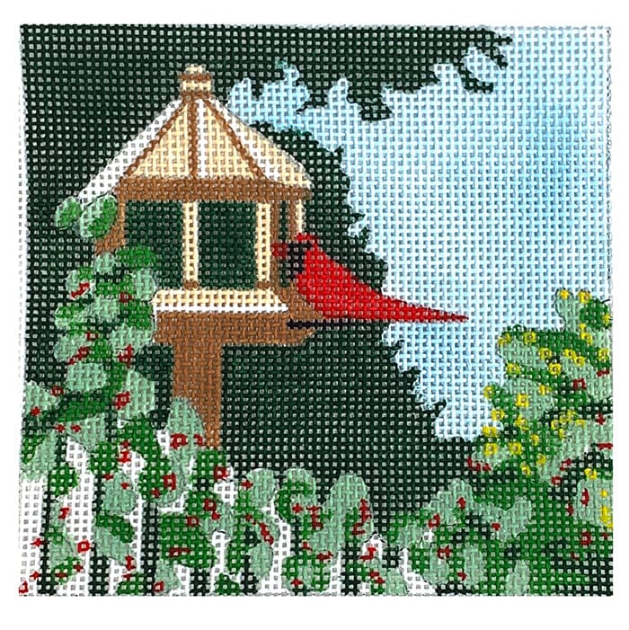 Feeding Cardinal Painted Canvas Danji Designs  - 1