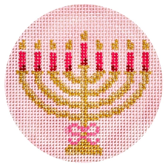 Festival of Lights Round Pink Painted Canvas Rachel Barri Designs 
