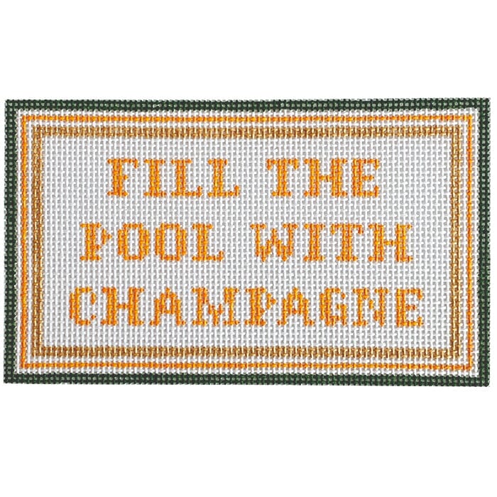 Fill the Pool with Champagne Painted Canvas Goodpoint Needlepoint 
