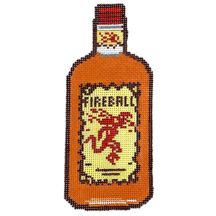 Fireball Bottle Painted Canvas Elm Tree Needlepoint 
