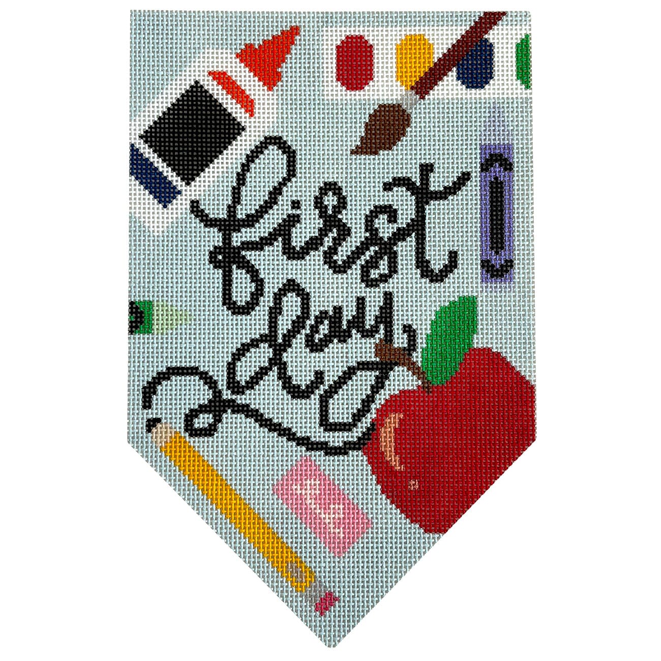 First and Last Day of School Banner Set Painted Canvas Ivy Thread Needlepoint  - 2