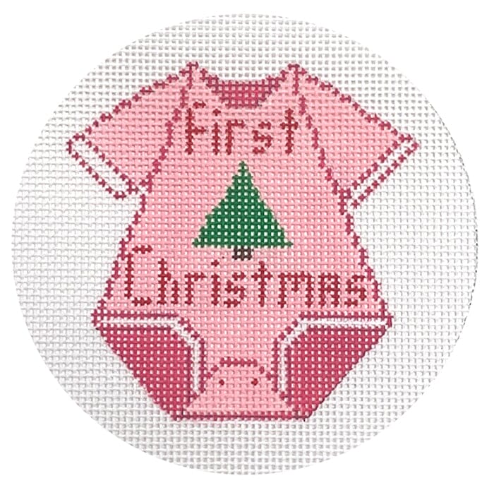 First Christmas Ornament   Girl Painted Canvas Danji Designs 
