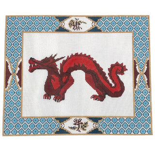 Fish Scale Red Dragon Pillow Painted Canvas The Gingham Stitchery 
