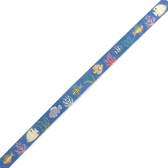 Fishes Belt on Blue Painted Canvas Susan Roberts Needlepoint Designs Inc.  - 1