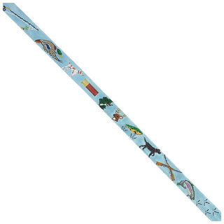 Fishing and Hunting Items Belt on Pale Blue Painted Canvas Elm Tree Needlepoint 
