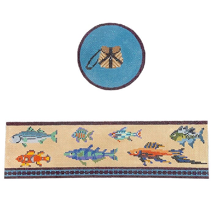 Fishing hinged box with hardware Painted Canvas Funda Scully 
