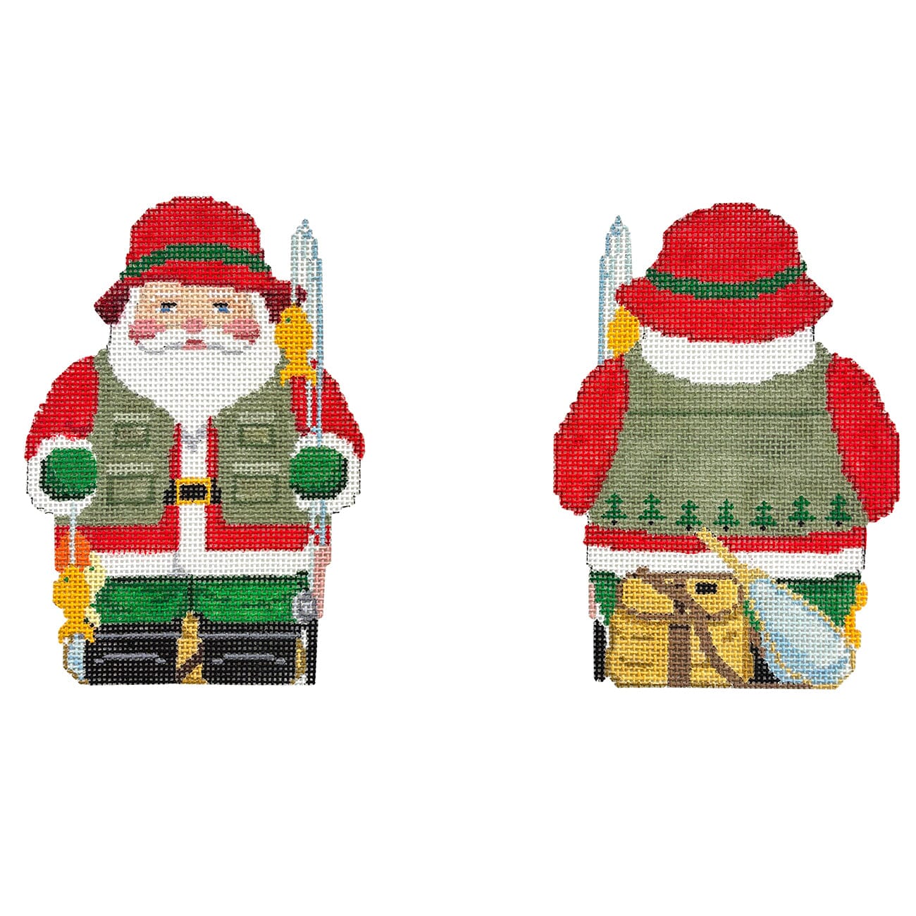 Fishing Santa, 2 Sided Painted Canvas Susan Roberts Needlepoint Designs Inc.  - 1