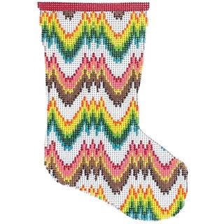 Flame Stitch Mini Stocking Painted Canvas C'ate La Vie 
