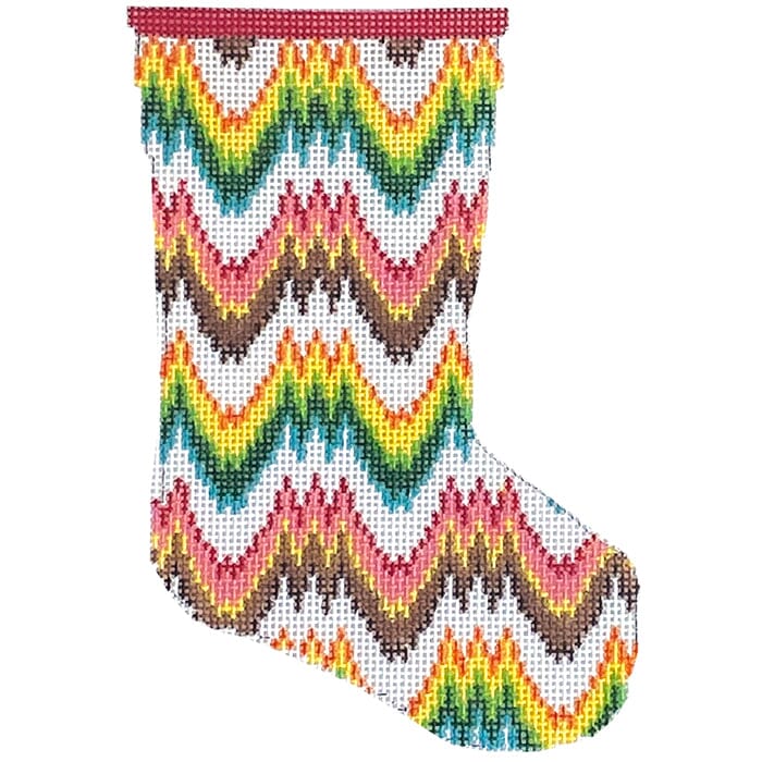Flame Stitch Mini Stocking Painted Canvas C'ate La Vie 
