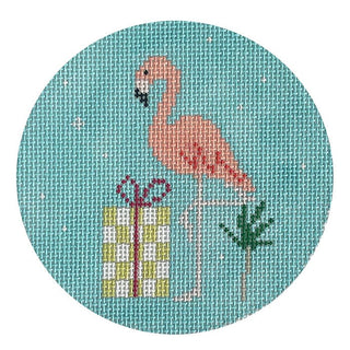 Flamingo Check on Blue Painted Canvas Pippin 

