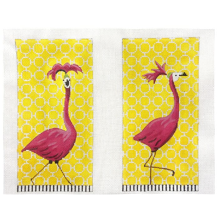 Flamingo Double Eyeglass Case Painted Canvas Colors of Praise 

