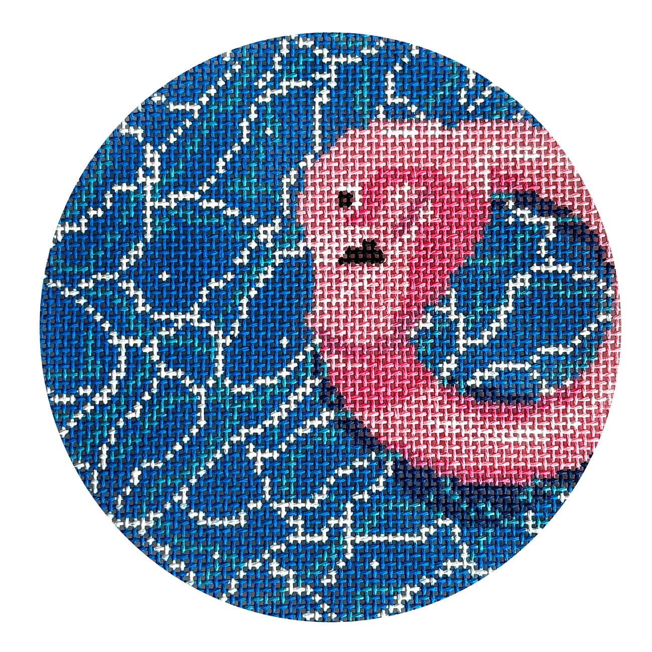 Flamingo Floatie Ornament Painted Canvas The Gingham Stitchery  - 1