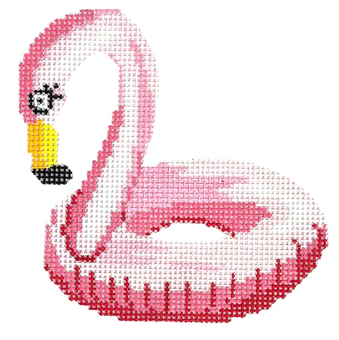 Flamingo Floatie Painted Canvas Walker's Needlepoint 