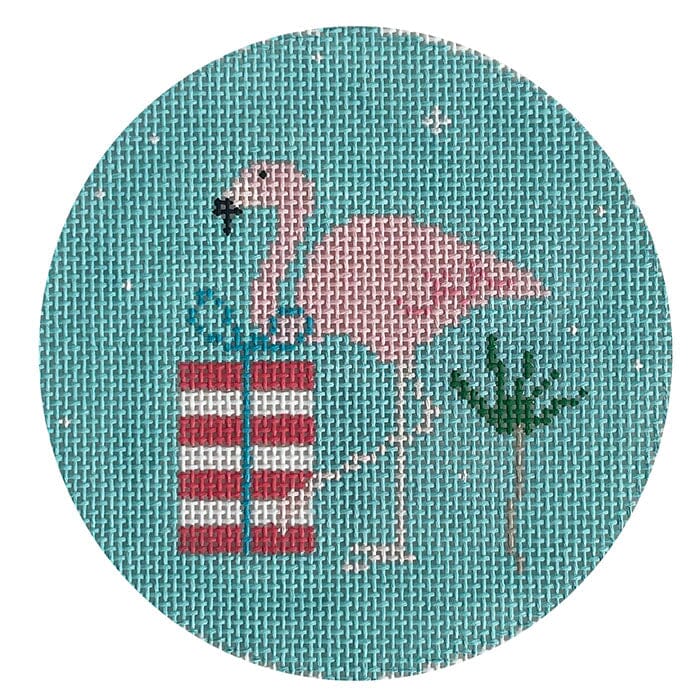 Flamingo H Stripe Round Painted Canvas Pippin 