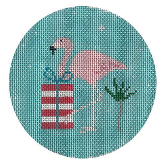 Flamingo H Stripe Round Painted Canvas Pippin 
