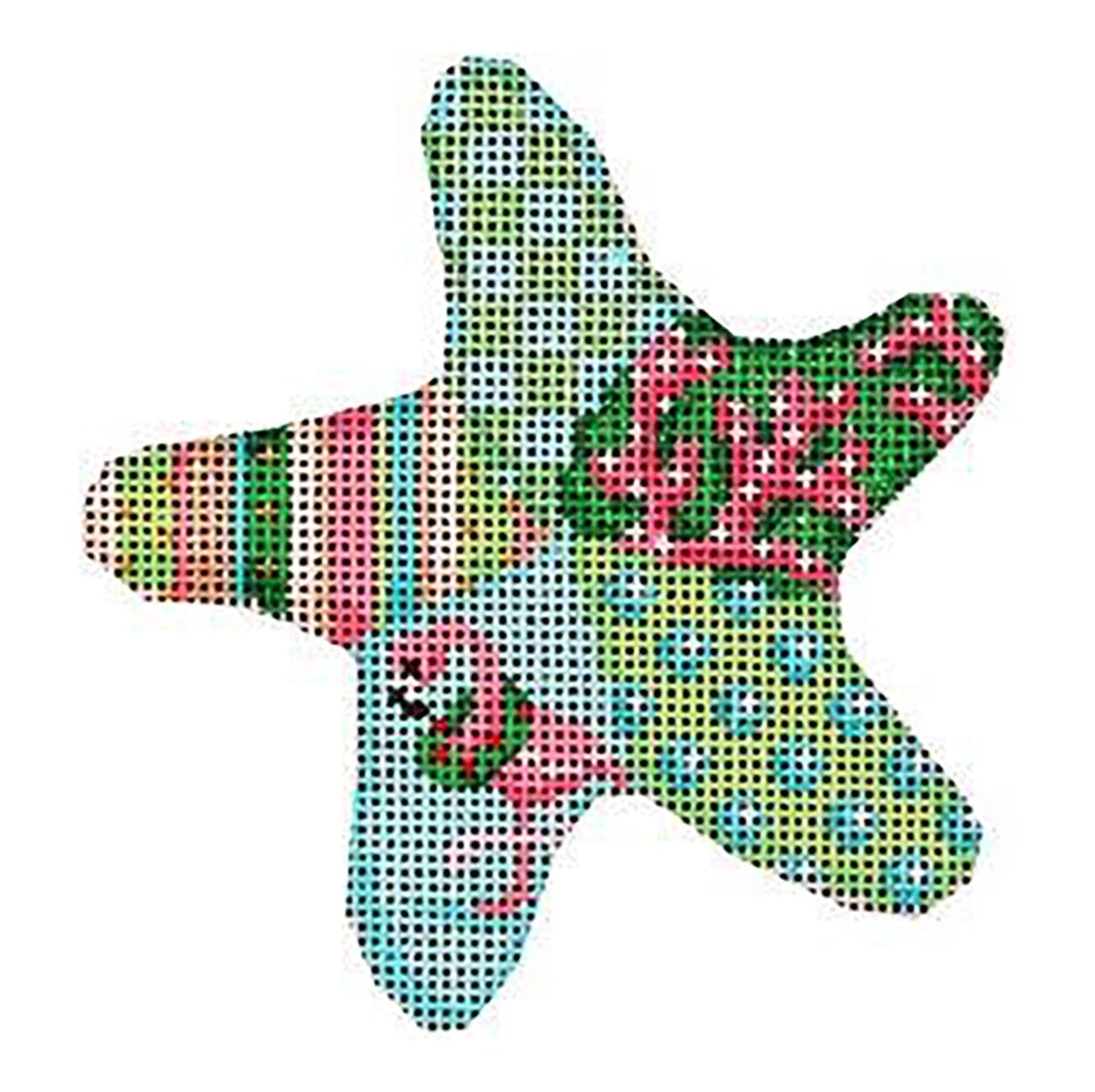 Flamingo Patch Starfish Printed Canvas Two Sisters Needlepoint  - 1