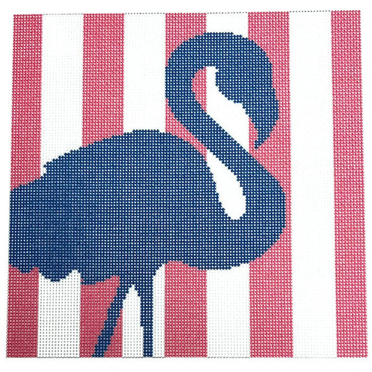 Flamingo Stencil - Hot Pink Printed Canvas Two Sisters Needlepoint 