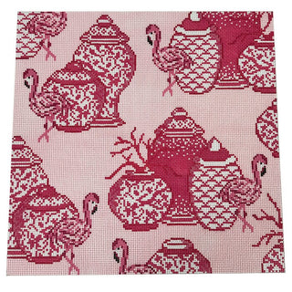 Flamingos and Fire Square Painted Canvas KCN Designers 
