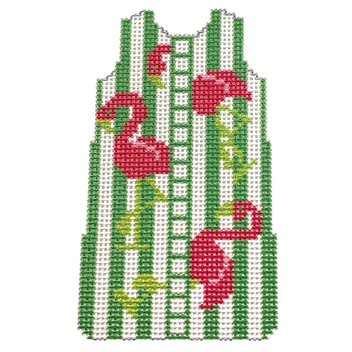 Flamingos Mini Shift on 13 ct Printed Canvas Two Sisters Needlepoint 
