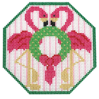 Flamingos on 18 Printed Canvas Two Sisters Needlepoint 
