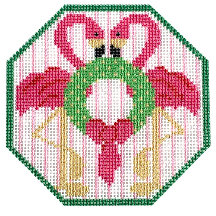Flamingos on 18 Printed Canvas Two Sisters Needlepoint 
