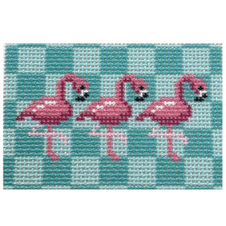 Flamingos on Aqua Insert Printed Canvas Two Sisters Needlepoint 
