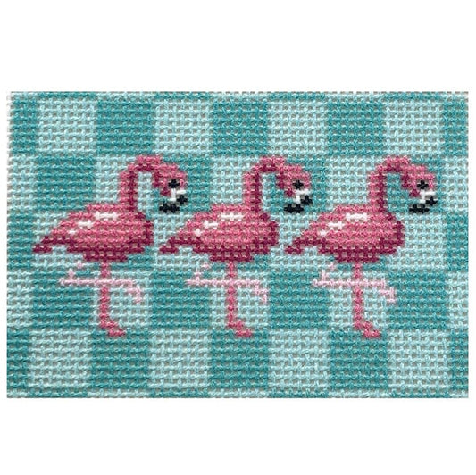 Flamingos on Aqua Insert Printed Canvas Two Sisters Needlepoint 