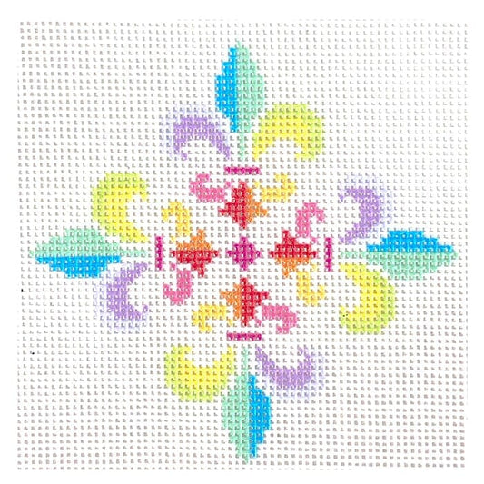 Fleur de Lis Rainbow Quad Painted Canvas Ziggy Stitches 