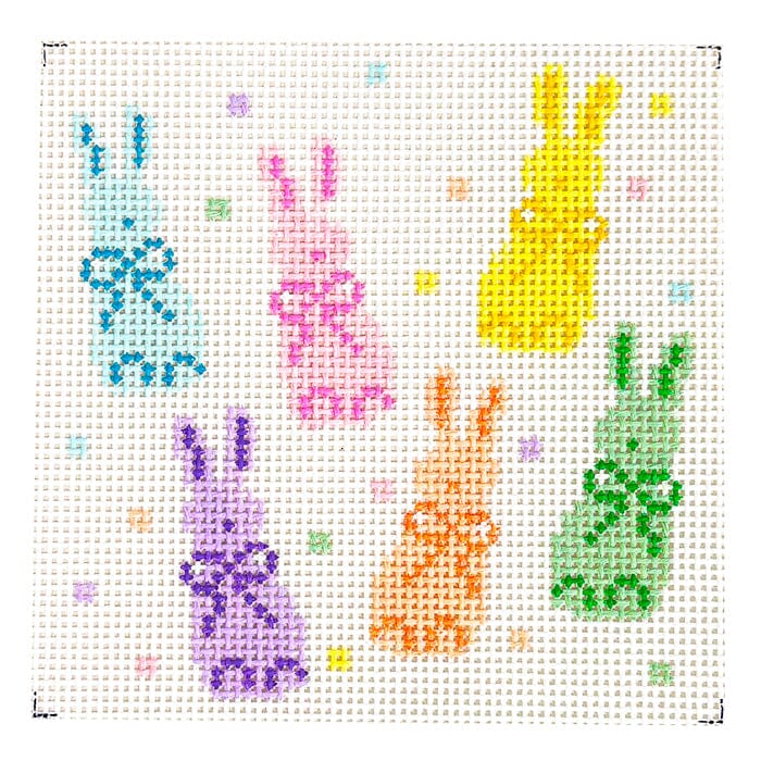 Flock of Bunnies Painted Canvas Walker's Needlepoint 