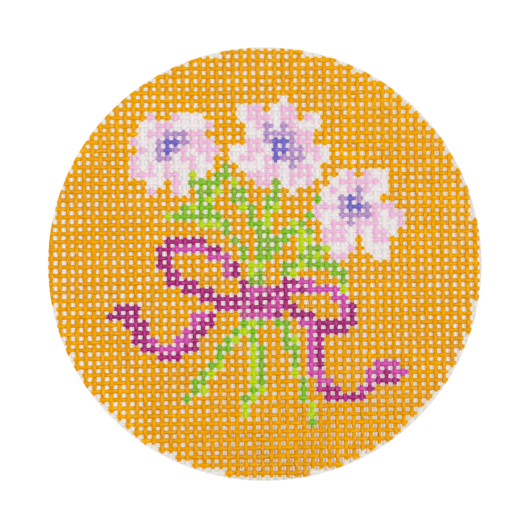 Floral Bouquet Round 5   Saffron Painted Canvas POP Needle Arts  - 1