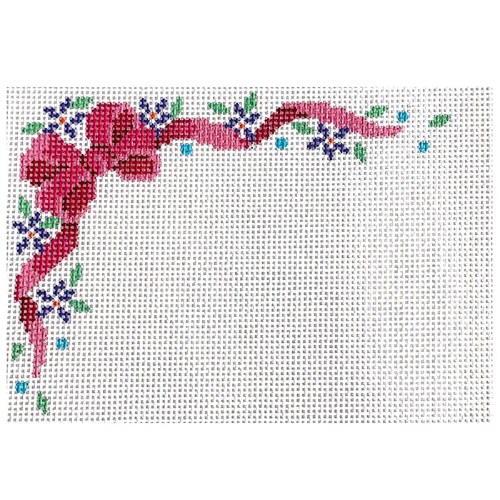 Floral Bow Sign #13 Painted Canvas Susan Roberts Needlepoint Designs Inc. 