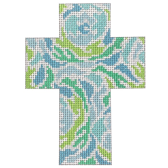 Floral Cross   Blue Rose Painted Canvas Danae Designs  - 1