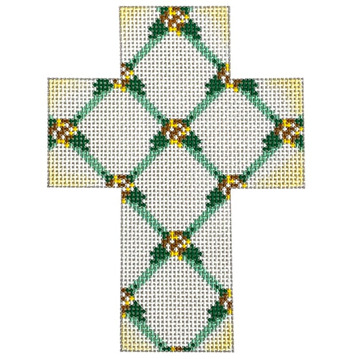 Floral Cross - Yellow Lattice Painted Canvas Danae Designs 