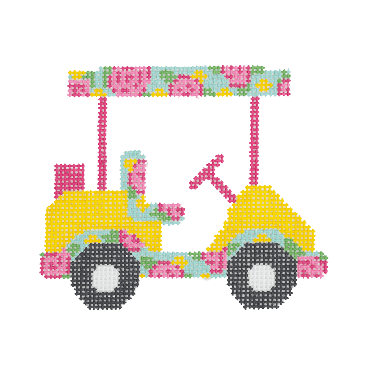 Floral Golf Cart Painted Canvas Arden Gray Co.  - 1