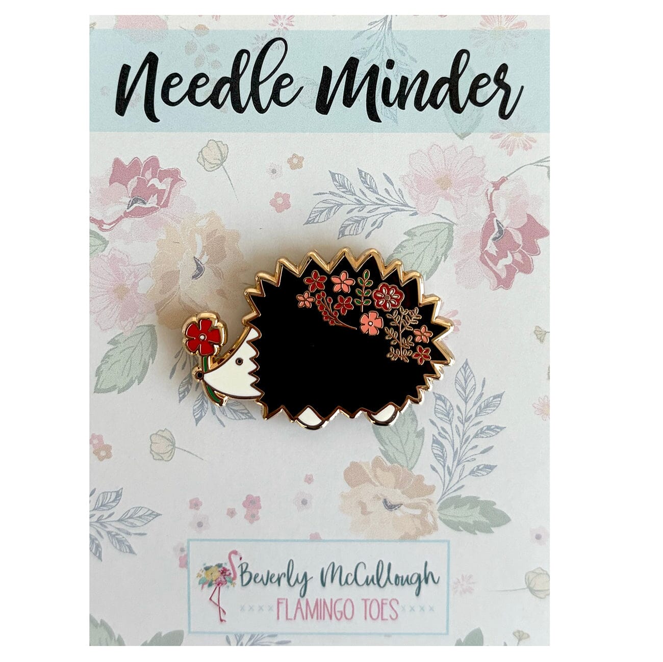 Floral Hedgehog Needleminder Accessories Flamingo Toes  - 1