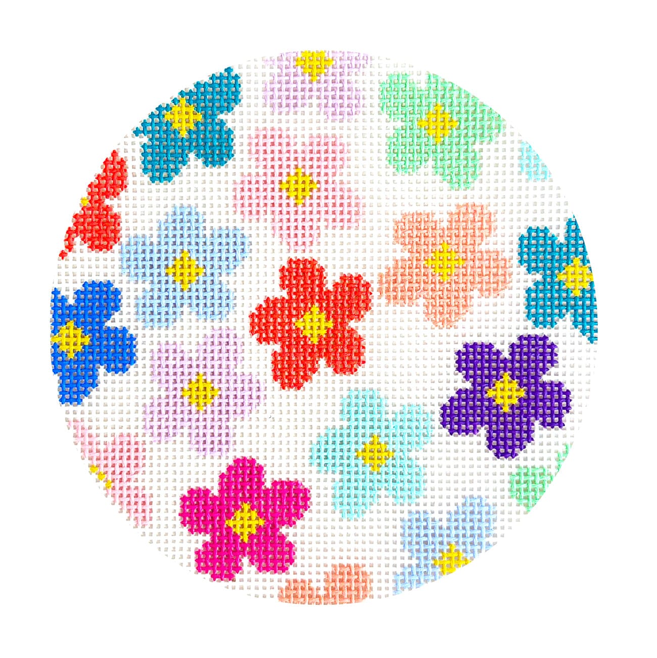 Floral Scatter Round Printed Canvas Prepsetter  - 1